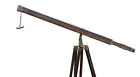 Marine Nautical 39  Brass Double Barrel Telescope On Wooden Tripod Stand Sailor