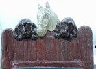 Antique Hubley Cast Iron Two Dogs And A Pony Doorstop