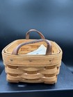      Longaberger 1994 Sweet Basil Booking Basket     Leather Handles-vintage Charm