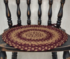 New Primitive Chair Pad Burgundy Tan Braided Jute With Ties Farmhouse Rustic 15 