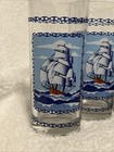 Vintage Mcm Set Of 4 Nautical Highball Glasses Ship wheel Design Made In Italy