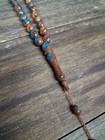 Vintage Kuka Tasbih Islamic Prayer Bead Misbaha Orange Blue Inlay 33 Bead Rosary