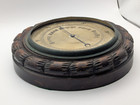 Vtg English Aneroid Barometer John Barker   Co Kensington Carved Oak No Glass
