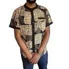 Black    Brown African Buttoned Men Shirt