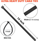 Heavy-duty Black Cable Zip Ties  1200 Pcs  14 Inch  50lb Strength