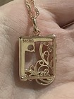 10k Yellow Gold Rope Chain Necklace W  Square Prong-set White Cz Pendant