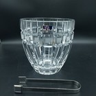 Waterford Marquis Quadrata Crystal Ice Bucket   Tongs Poland Frosted Squares