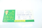 Vintage Ink Blotter Advertisement Card 1952 Fulton Radio Supply Co 