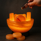 Himalayan Salt Massage Bowl Set W  5 Stones   2 Heart Stones     Spa Relief