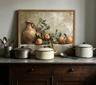 Framed Vintage Kitchen Canvas Wall Art  Rustic Still 10 l X 8 w  Fruit Jar