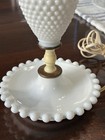 Vintage Milk Glass Hobnail Table Boudior Lamp Approx  11    Tested   Working