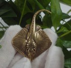 Antiqued Solid Brass Devil Fish Animal Figurine Statue For Home Decor