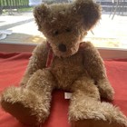Russ Berrie   Co Michael Teddy Bear 14  Plush Tan Stuffed Animal With Plaid Bow 