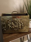 Vintage 1960s Lombard Brass wood Ornate Double Magazine Rack W handle Mcm