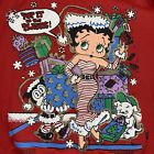 Vtg 94    Betty Boop Xmas Crew Adult L Red Usa Made Freeze Christmas Cartoon