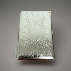 Etched Design Silver Cigarette Case With Built In Lighter Metal Wallet D1