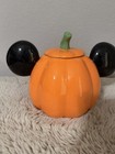 Disney Mickey Mouse Halloween Pumpkin Ceramic Cookie Jar Canister New 