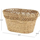 Seagrass Handmade Large Woven Oval Storage Basket With Zig Zag Patterned Rim