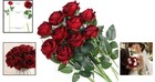 10 Pcs Artificial Silk Roses - Real Touch Bridal Bouquet In Burgundy Red