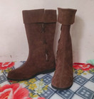 Genuine Suede Leather Viking Boots Medieval Knight Renaissance Costume Shoes 