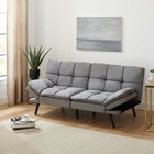 Foldable Loveseat Full Memory Foam Futon Gray Faux Suede Sofa Sleeper Bed Couch