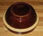 Vintage Brown Stoneware Fine Ribbed 6  Mixing Bowl Marked U s a  excellent