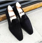 Handmade Mens Black Suede Moccasins  Men Black Suede Dress Shoes  Mens Shoes