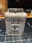 Antique Cast Iron Us Mail Box Coin Bank 3 1 2  Tall X 2 1 2  Wide X 1 1 8  Thick