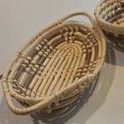 Wicker Basket Set 2 Small Oval Beige brown W Handles 8x8x3 In