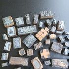 Vtg Letterpress Wood Block Metal Stamps Lot Various Designs Press Stamp See