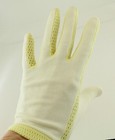1950s Two Tone Yellow Stretch Cotton Wrist Gloves  Size Small