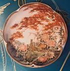 Satsuma Lobed Antique Bowl Signed Birds Floral Meiji 4 25  Japanese 