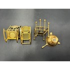 Vintage Miniature Solid Brass Furniture Set Of 4 Dollhouse Rocking Chair Cradle