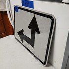 Authentic Traffic Road Street Highway Sign Arrow Straight Left 21  X 15   12-235