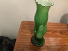19th Century Antique French Green Glass Vase Hand Holding Horn Of Plenty