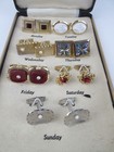 Vintage Set Of 7 Cufflinks -  Cufflinks For Everyday Of The Week In Box Unused