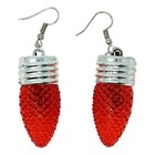 Holiday Light Necklace  Classic Bulb  Green And Red With Red Earrings