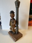 Vintage Anri Hand Carved Bar Set Corkscrew Bottle Opener - Drunk Man Light Post
