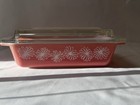 Vintage Pyrex Pink Daisy  575 Space Saver Casserole 2 Qt  With Pyrex Clear Lid 