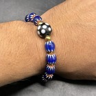 Vintage Venetian Trade Old African Chevron Glass Beads With Skunk Bead Bracelet