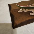 Vintage Hand Painted Raccoon Eating Watermelon On Wood Plaque Signed 11x5 5in