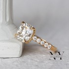 Moissanite Solitaire Engagement Ring 2 40 Ct Cushion Cut Solid 14k Yellow Gold