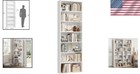 Tall Bookshelf 7-tier Bookcase Storage Shelves Home Office Living Room White