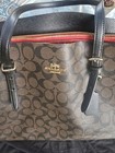 Coach City Tote Signature Leather Tote - Brown black