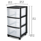 3 Drawer Medium Cart  Clear Plastic Storage Drawers  Wheels Included  Black