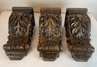 Set Of 3 Solid Wood Carved Corbels Wall Bracket Shelves Heavy Acanthus Leaf