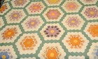 Vintage 30s Grandmother s Flower Garden Quilt  hand Stitched  92x82 Gorgeous
