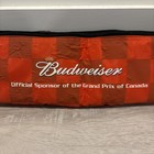 Vintage Budweiser Can Sleeve Cooler Holder W  Shoulder Strap  holds 6 - Red 