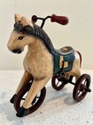 Primitive Look Wood Horse On Wheels Folk Art Decorative Style Pull Toy - Nice 