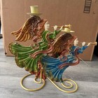 Vintage Christmas Angel Candelabra 3-light Candle Holder Trumpeting Angels Decor